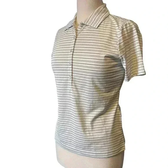 NWT Women’s golf polo EP Pro Tour Tech black and white striped ladies size S P - Picture 2 of 8